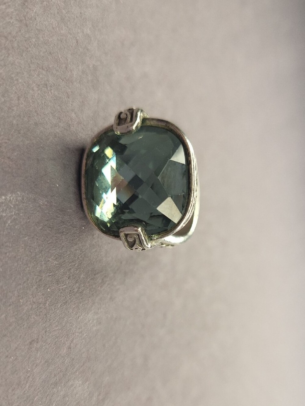 Brighton Silver Ring with Teal Green Faceted Gem - Picture 2 of 6
